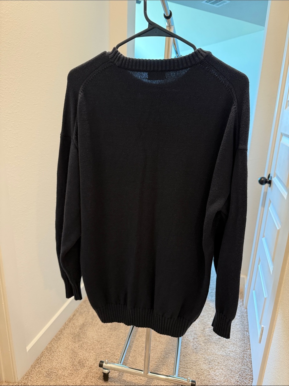 Aritzia Navy Crewneck Sweater with Teddy Patch - Picture 2 of 2